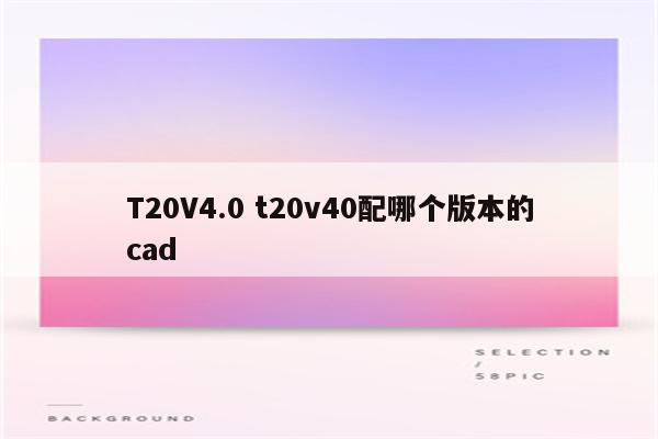 T20V4.0 t20v40配哪个版本的cad
