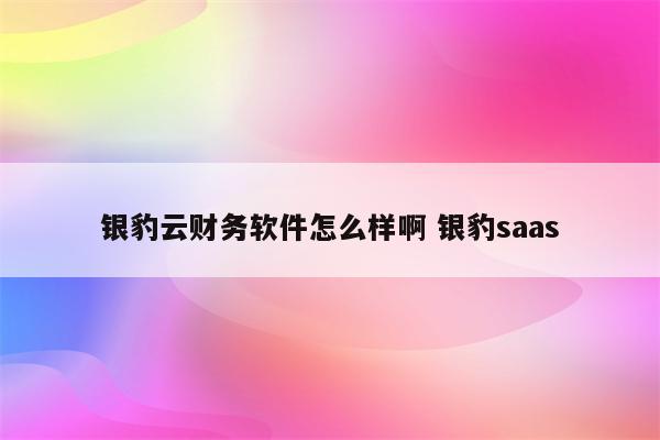 银豹云财务软件怎么样啊 银豹saas