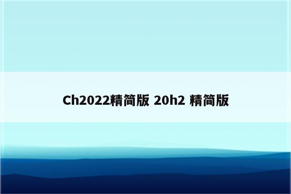 Ch2022精简版 20h2 精简版