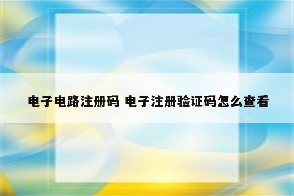 电子电路注册码 电子注册验证码怎么查看