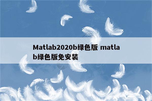 Matlab2020b绿色版 matlab绿色版免安装