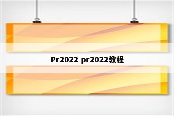 Pr2022 pr2022教程