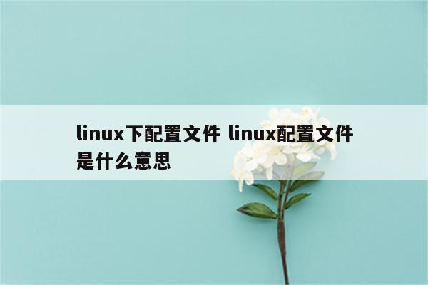 linux下配置文件 linux配置文件是什么意思