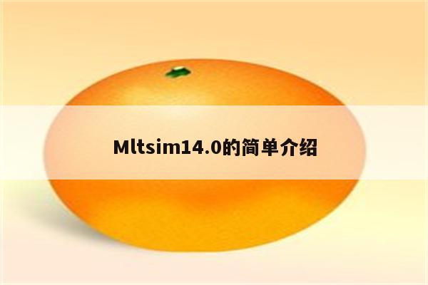 Mltsim14.0的简单介绍