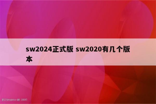 sw2024正式版 sw2020有几个版本