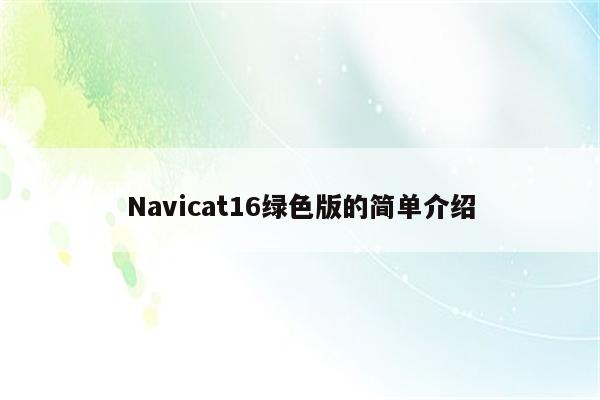 Navicat16绿色版的简单介绍