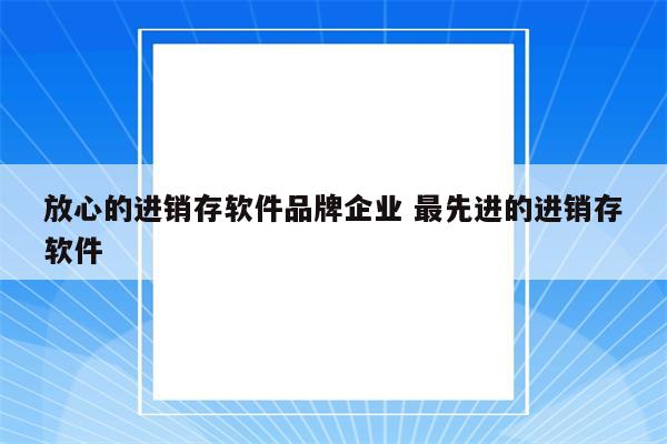 放心的进销存软件品牌企业 最先进的进销存软件