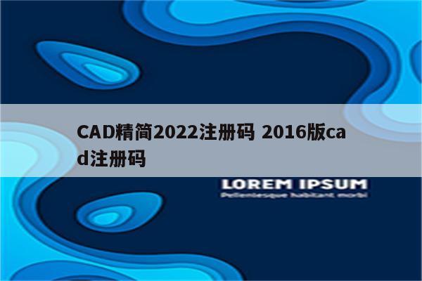 CAD精简2022注册码 2016版cad注册码