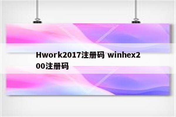 Hwork2017注册码 winhex200注册码