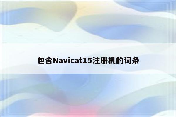 包含Navicat15注册机的词条