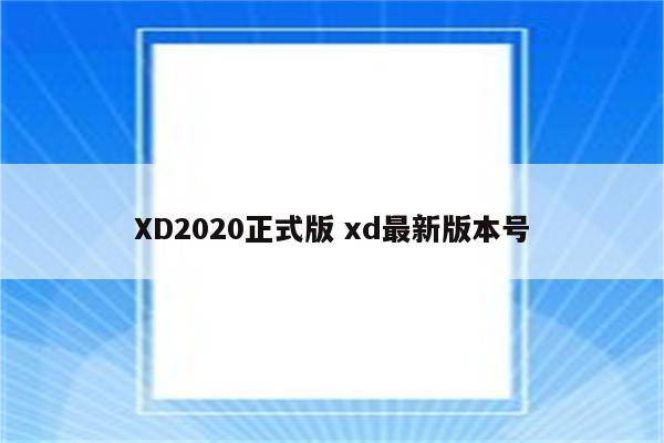 XD2020正式版 xd最新版本号