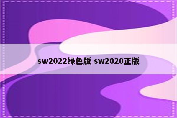 sw2022绿色版 sw2020正版