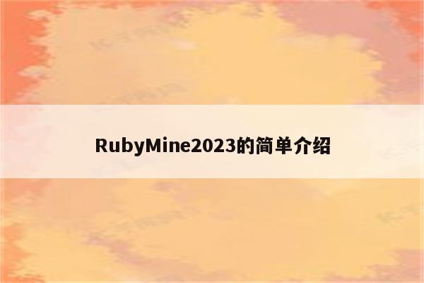 RubyMine2023的简单介绍