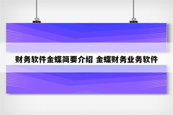 财务软件金蝶简要介绍 金蝶财务业务软件