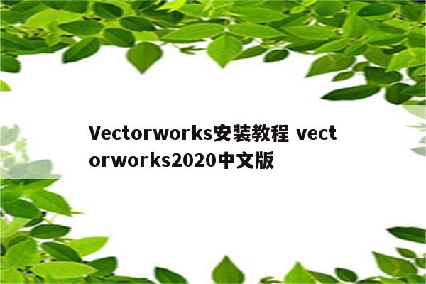 Vectorworks安装教程 vectorworks2020中文版