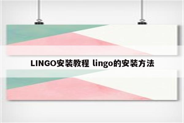 LINGO安装教程 lingo的安装方法