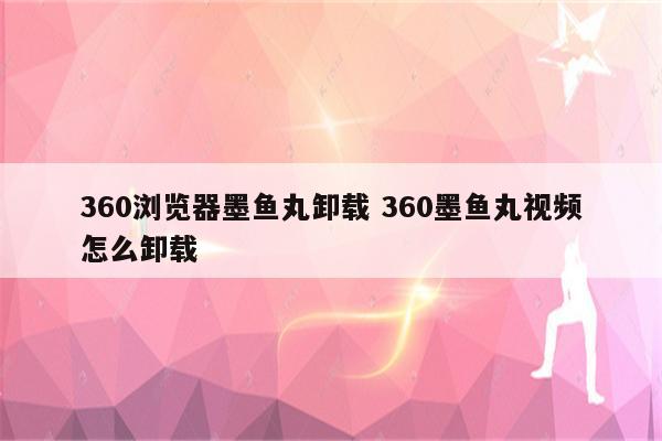 360浏览器墨鱼丸卸载 360墨鱼丸视频怎么卸载