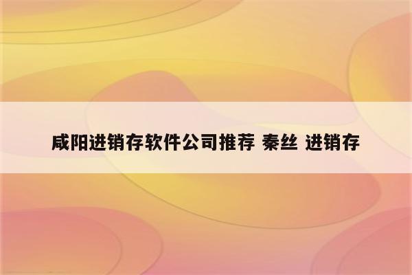 咸阳进销存软件公司推荐 秦丝 进销存