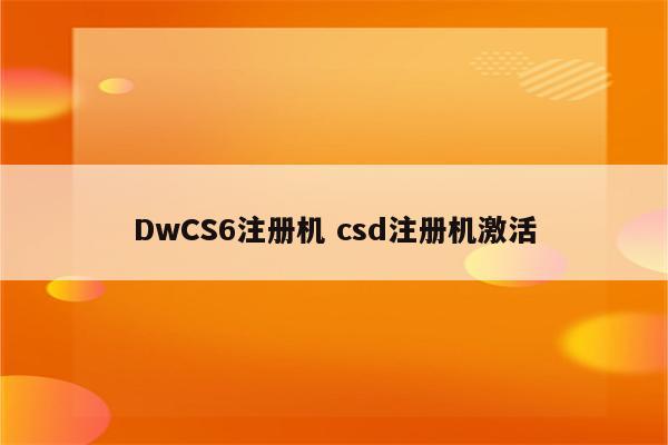 DwCS6注册机 csd注册机激活