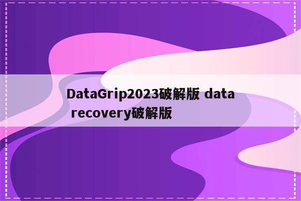 DataGrip2023破解版 data recovery破解版