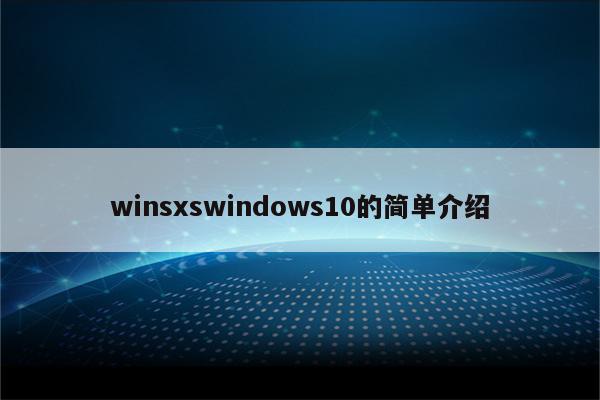 winsxswindows10的简单介绍