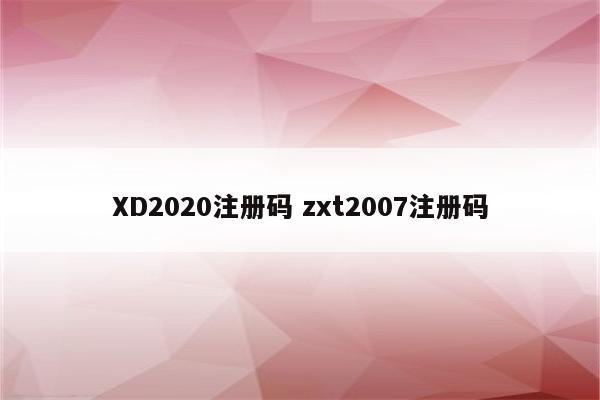 XD2020注册码 zxt2007注册码