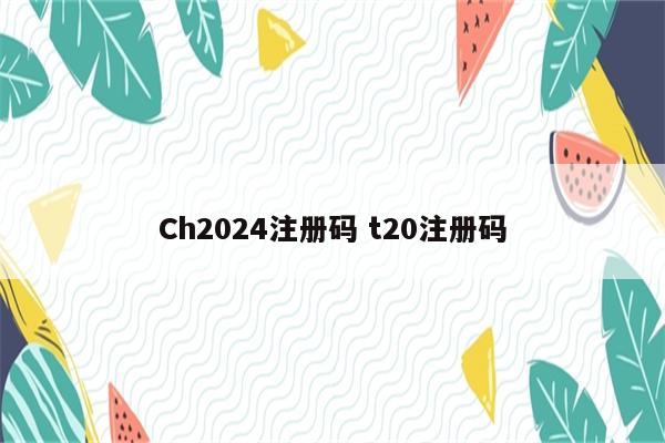 Ch2024注册码 t20注册码