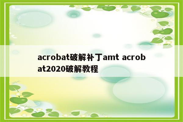 acrobat破解补丁amt acrobat2020破解教程