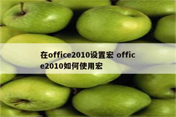 在office2010设置宏 office2010如何使用宏