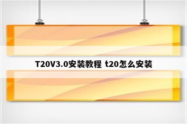 T20V3.0安装教程 t20怎么安装