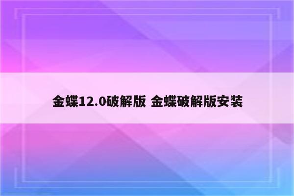 金蝶12.0破解版 金蝶破解版安装