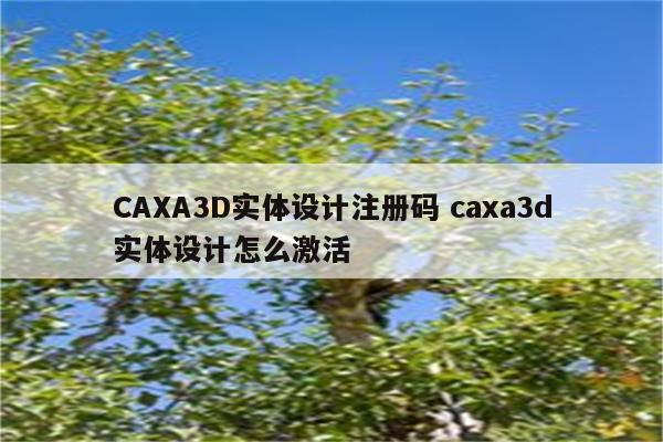 CAXA3D实体设计注册码 caxa3d实体设计怎么激活