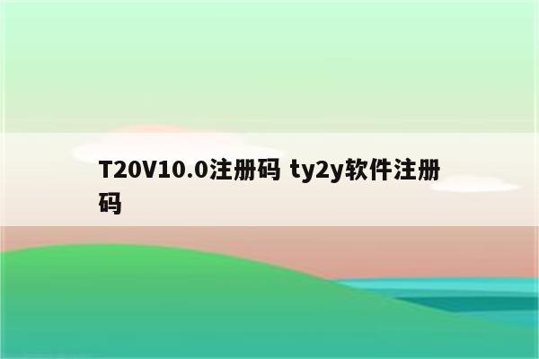 T20V10.0注册码 ty2y软件注册码