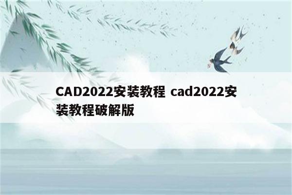 CAD2022安装教程 cad2022安装教程破解版