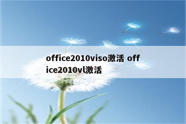 office2010viso激活 office2010vl激活