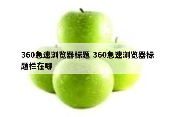 360急速浏览器标题 360急速浏览器标题栏在哪