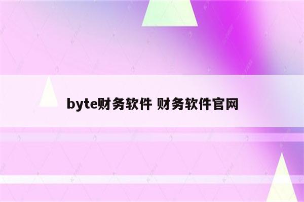 byte财务软件 财务软件官网