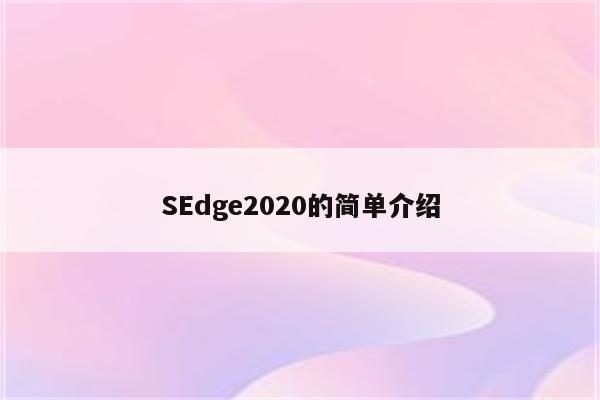 SEdge2020的简单介绍