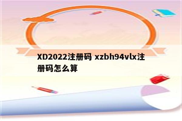 XD2022注册码 xzbh94vlx注册码怎么算