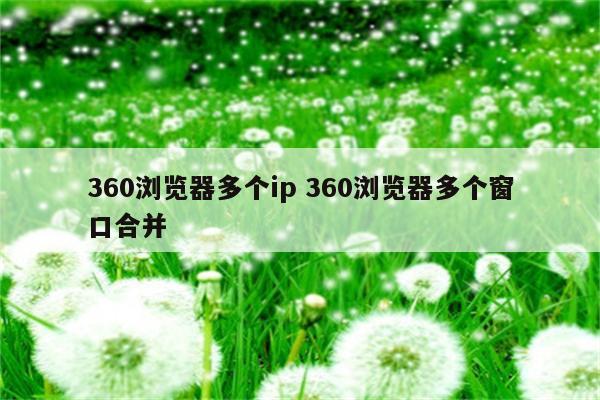 360浏览器多个ip 360浏览器多个窗口合并