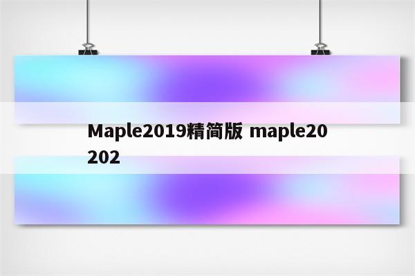 Maple2019精简版 maple20202