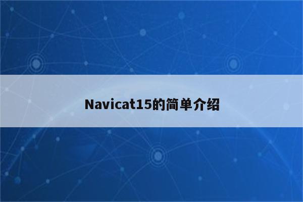 Navicat15的简单介绍