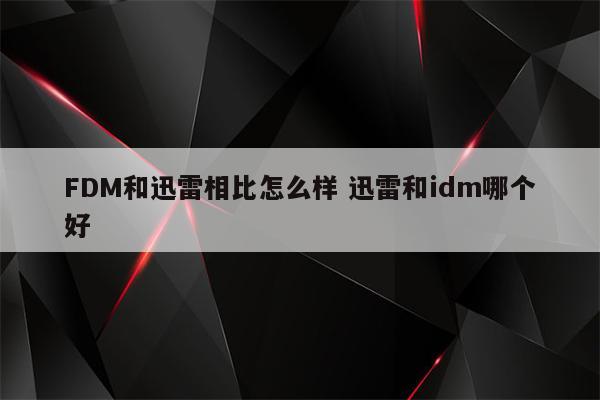 FDM和迅雷相比怎么样 迅雷和idm哪个好