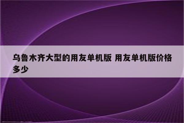 乌鲁木齐大型的用友单机版 用友单机版价格多少