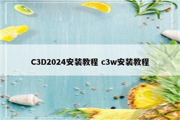 C3D2024安装教程 c3w安装教程