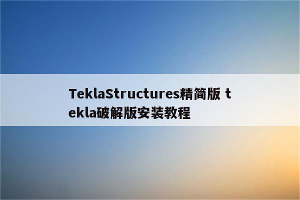 TeklaStructures精简版 tekla破解版安装教程