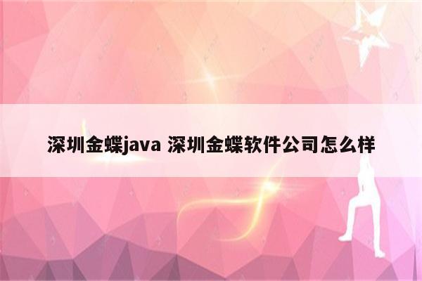 深圳金蝶java 深圳金蝶软件公司怎么样