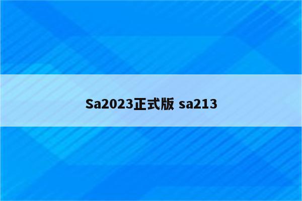 Sa2023正式版 sa213