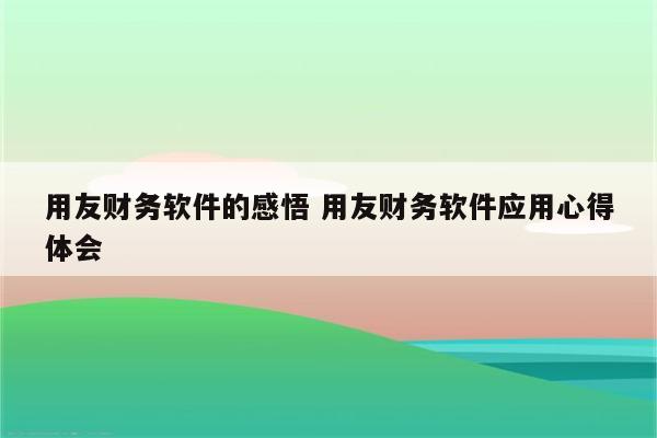 用友财务软件的感悟 用友财务软件应用心得体会