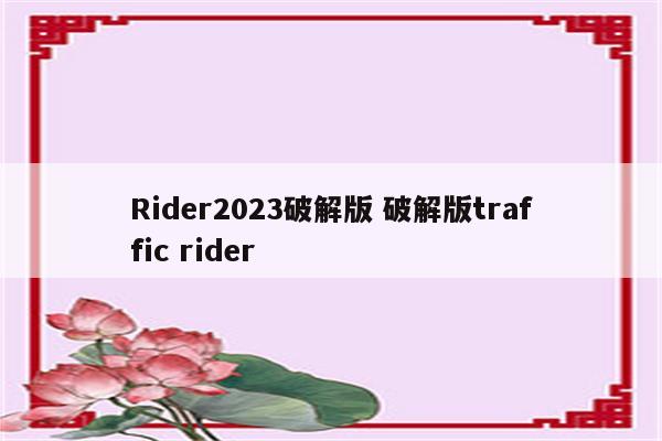 Rider2023破解版 破解版traffic rider